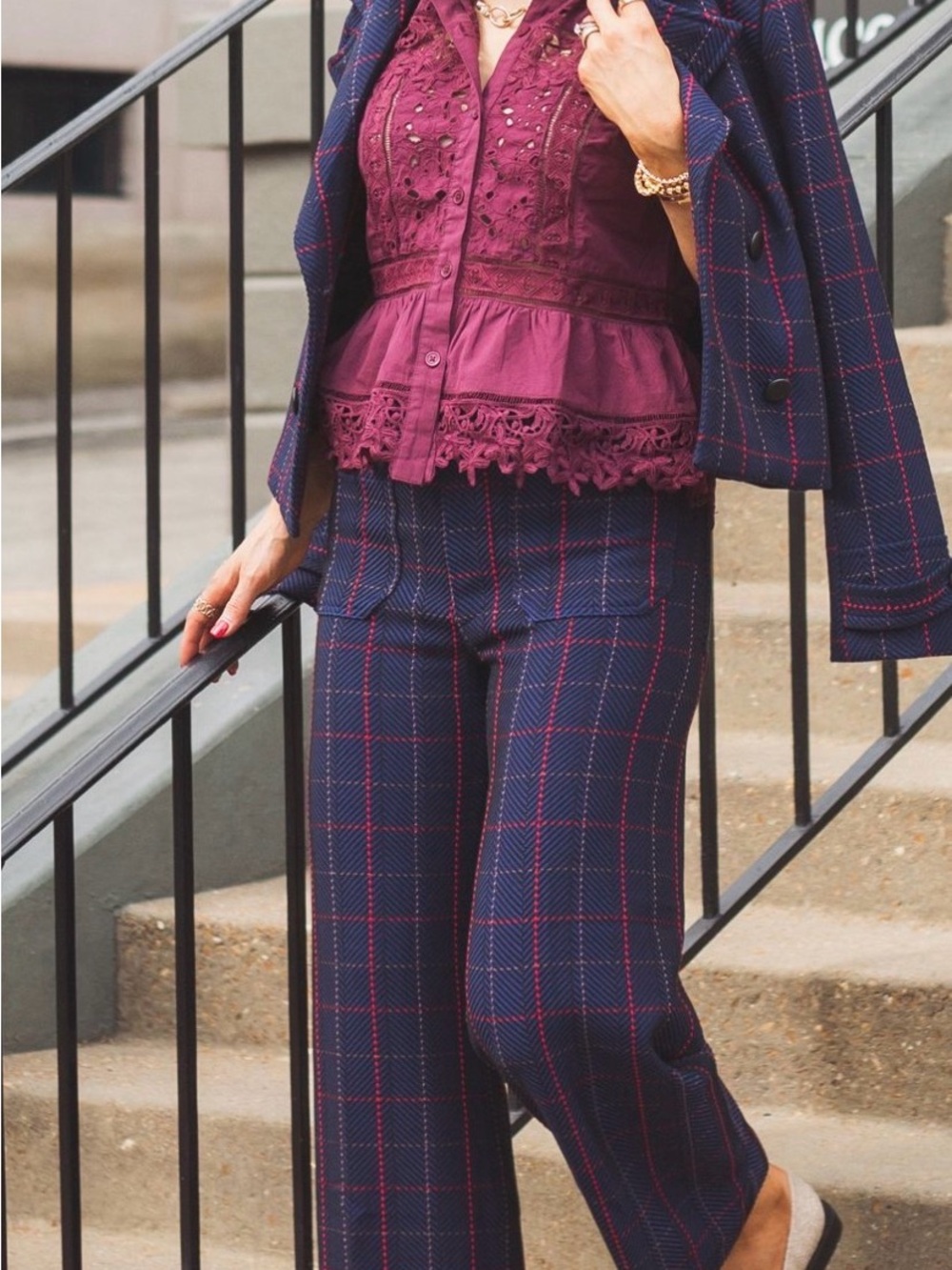 Merricksart x Maeve Colette Windowpane Crop Knit Pants | High Rise Wide Leg 28